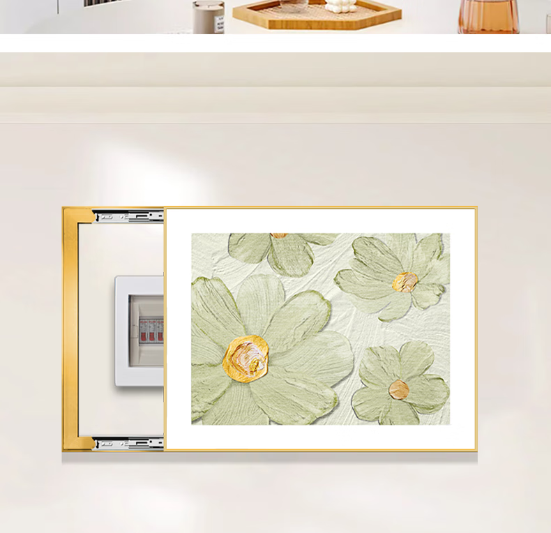 Yihuanyu New Chinese-Style Cream-Colored Electric Meter Box Decorative Painting, No Drilling Required, Covers Electrical Switch Box And Distribution Box, Wall Art And Mural 12
