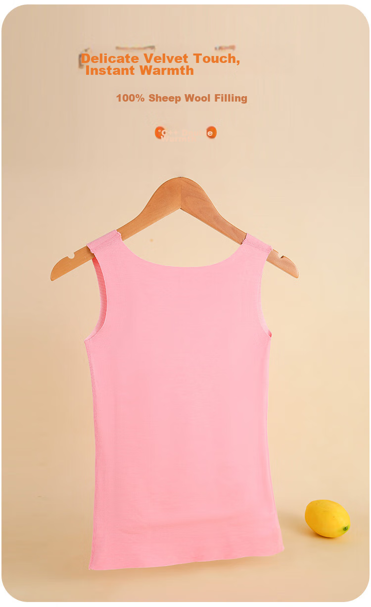 LangSha Children's Wool Thermal Vest for Girls, New Autumn And Winter 2026 Product, Fleece-Lined Thickened 7A Antibacterial Belly Protection Base Layer Baby Vest 3