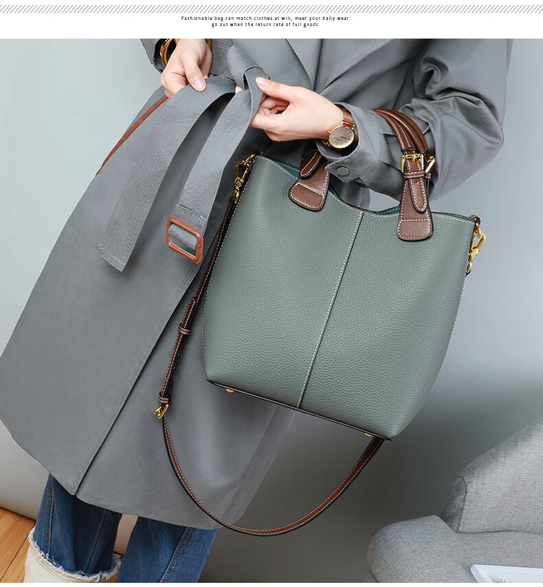 Viney Leather Handbag, Large Capacity Bucket Bag for Women, Luxury Tote Bag, Practical Birthday And Mother's Day Gift for Mom 7