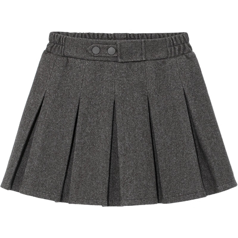 LUOBOBEIBEI Girls Pleated Skirt 2024 Autumn Winter Korean Style Children's School Woolen Skirt Flower Black 130
