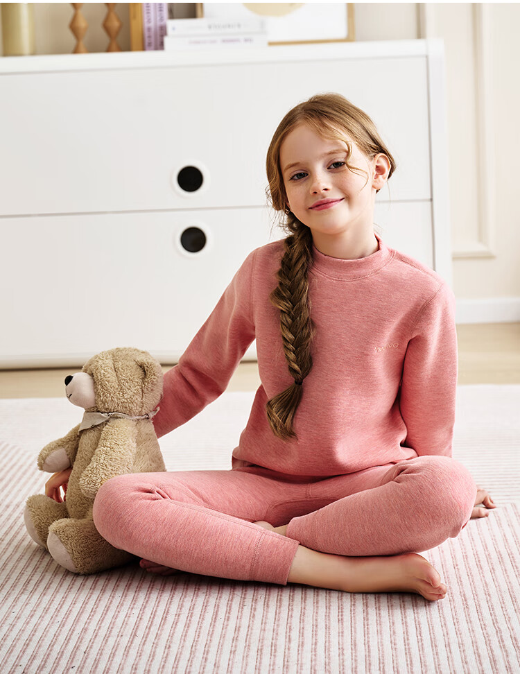 YEEHOO Kids Fleece-Lined Thermal Underwear Thickened School Uniform Base Layer Pajamas for Boys and Girls, Youth 8