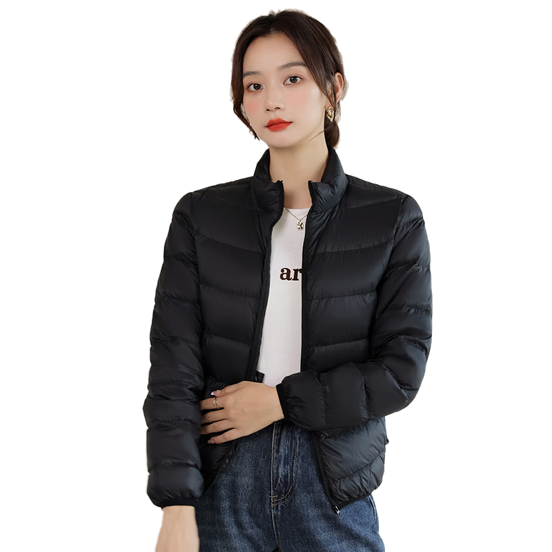 Jeanswest down Jacket for Women, Spring And Autumn Lightweight Down Coat, Short White Duck Down, Lightweight Thin Outerwear for Women, Light Blue, XL