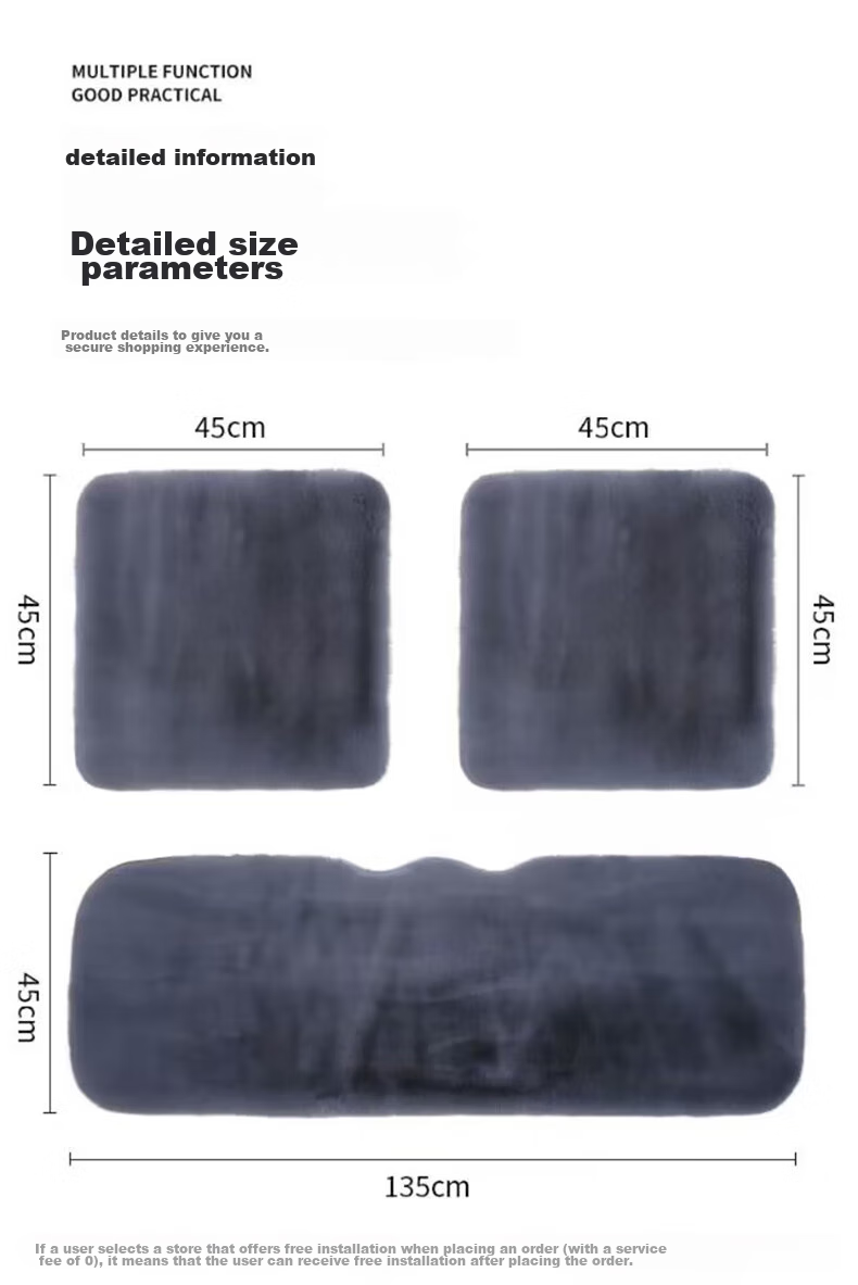 GREAT LIFE Car Seat Cushion, Winter Plush Faux Rabbit Fur Seat Cover, Warm Pad, Front And Rear Single Piece Small Square Cushion, Three-Piece Set 17