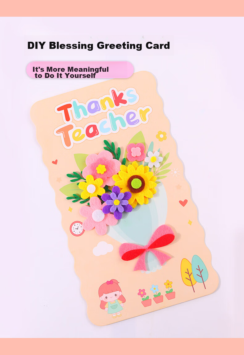 BOJIAO 3D Greeting Card DIY Handmade Material Kit, High-End Feel Handheld Creative Bouquet Preserved Flowers, Blessing Card, Teacher's Day Gift for Teachers And Students' Day Present 4