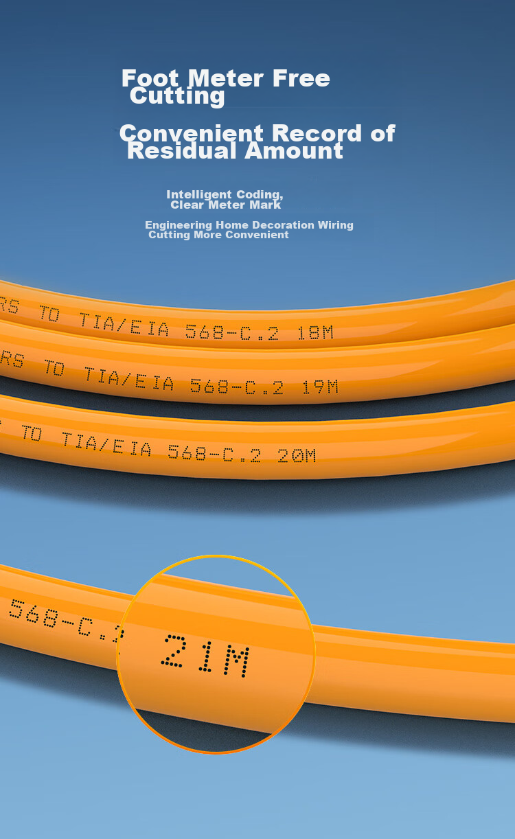 CHOOSEAL (CHOSEAL) Category 6 Ethernet Cable, Double Shielding, Anti-Interference Low Attenuation Gigabit Pure Copper, POE Powered Engineering Home Safety Transmission Cable, Orange, 50 Meters, QS2605T50 11