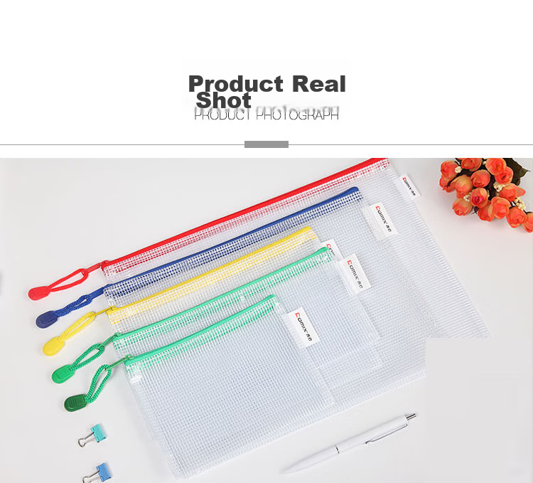 COMIX 10-Pack A6 Pencil Case, Receipt Holder, Invoice Organizer, Transparent Mesh Zipper Bag, Random Color A1158 7