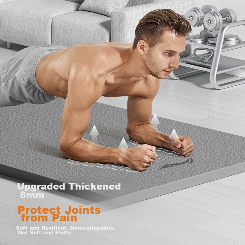 Li-Ning Yoga Mat, TPE Material, for Men, Thickened, Wide, Professional Non-Slip, for Jump Rope Exercises, Sports Mat, Quiet And Shock-Absorbing, Gray Color