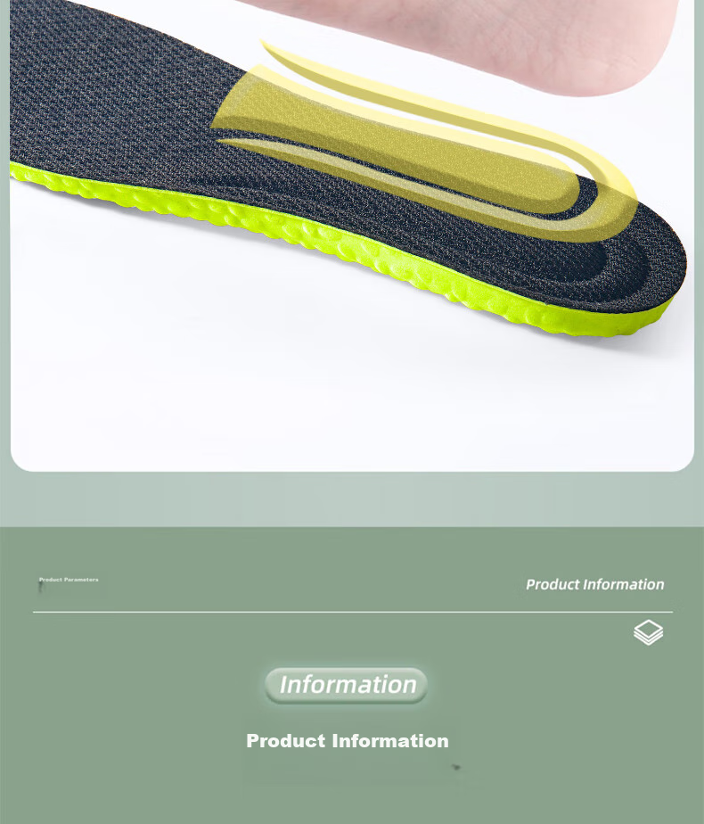 IQGD 2 Pairs Sports Insoles for Men, Soft And Elastic, Mugwort Scent, Odor-Resistant, Breathable, Shock-Absorbing, Military Training 6019, Black And Green, Size 35-36 12