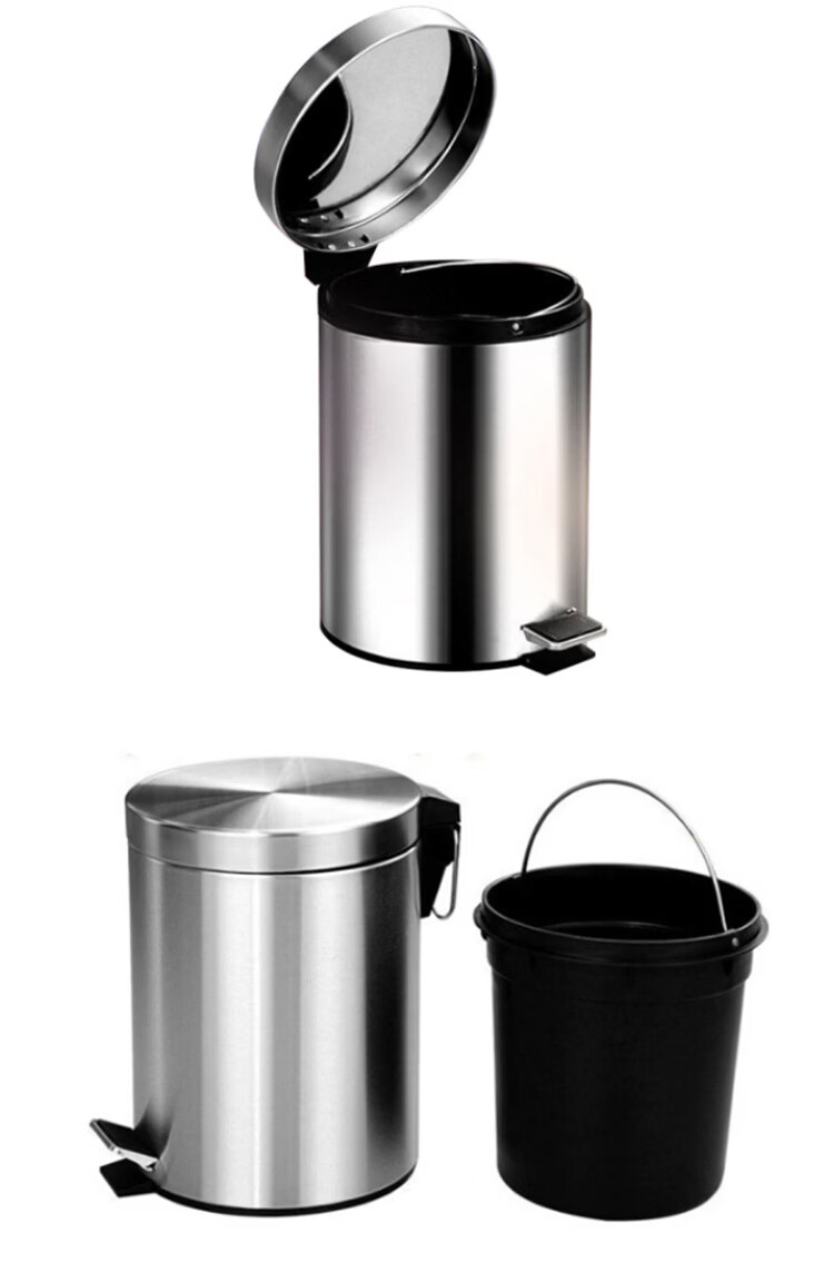 Kimslow KSL413 Stainless Steel Pedal Trash Can 20L Flip Lid Garbage Bin for Kitchen Bathroom Hotel Room 8