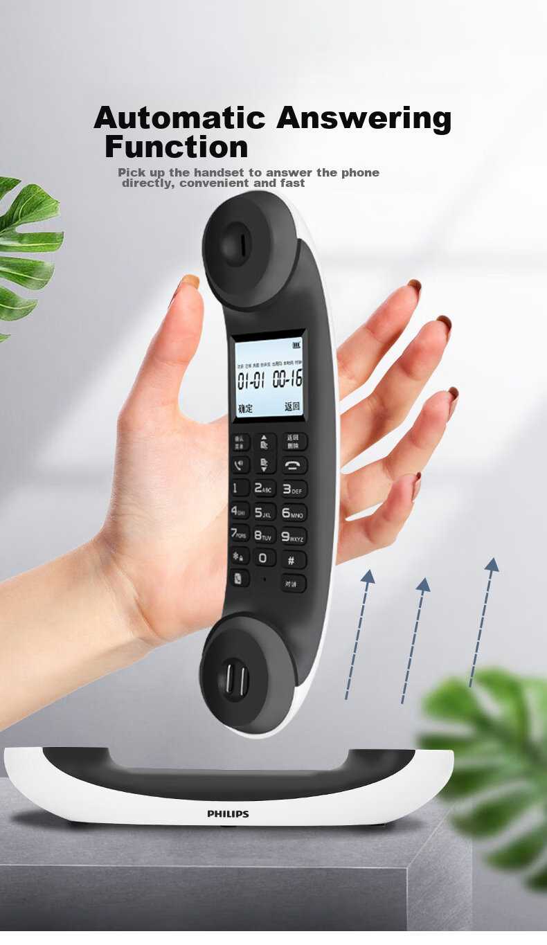 PHILIPS Cordless Telephone, Wireless Landline Phone, Parent-Child Handset, for Office And Home Use, White Backlit Screen, Long Standby Time, DCTG5502, Red 7