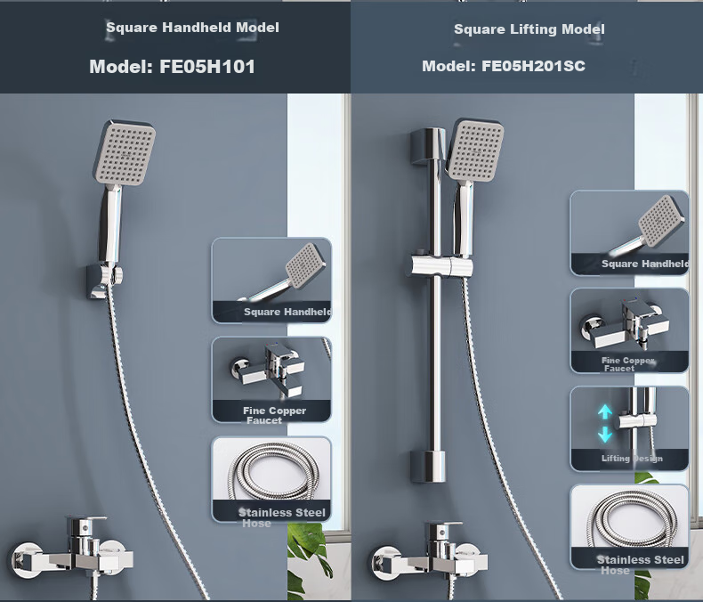 FAENZA Bathroom Simple Shower Head, Bathtub Copper Faucet, Rain Shower Spray, Multi-Position Water Output, FE05H102CP-3 14