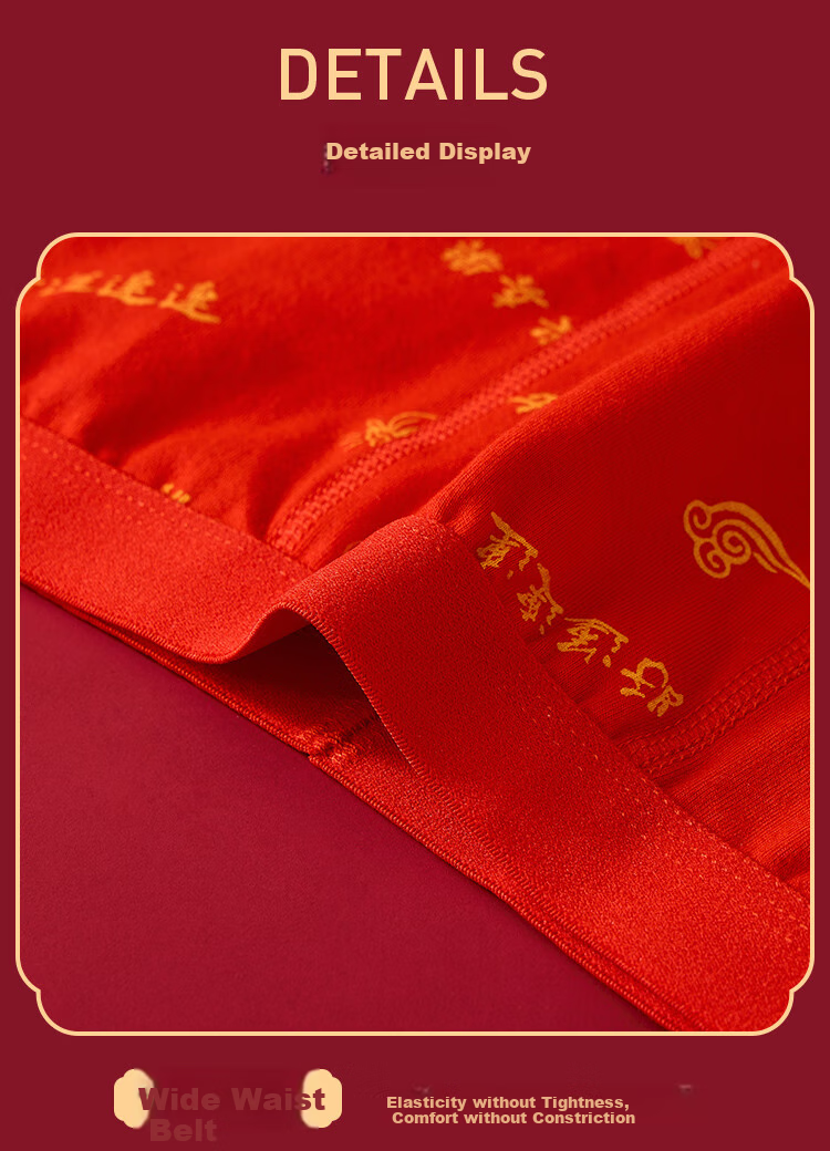 LangSha [Hongyun Benmingnian] Boys' Underwear, Horse Year Style, Big Kids And Teenagers, Red Flat-Angle Briefs, 3-Pack 10