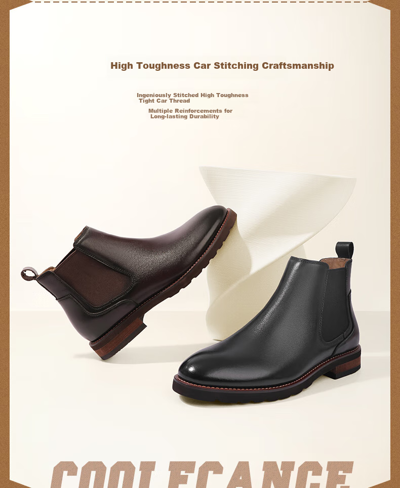 Belle Men's Leather Business British Chelsea Boots A0927DD2 Brown Single Lining Size 39 5