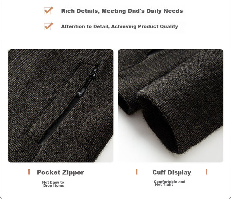 Baocaiyang Dad's Woolen Coat for Men, Spring And Autumn Thick Lapel Business Suit Jacket for Middle-Aged And Elderly 8