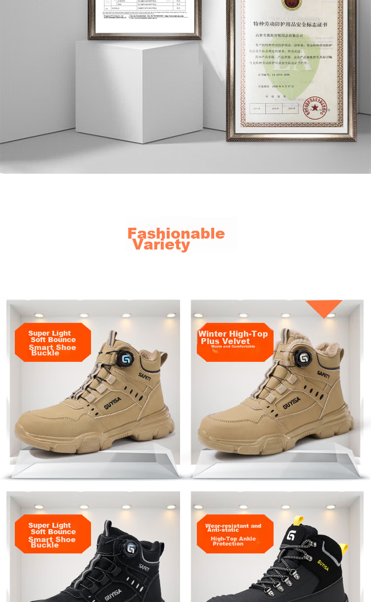 Fumeier Safety Shoes for Men, High-Top Steel Toe Cap, Anti-Smashing, Anti-Puncture, Waterproof, Ultra-Light Comfortable Work Shoes F055BK Size 43 12