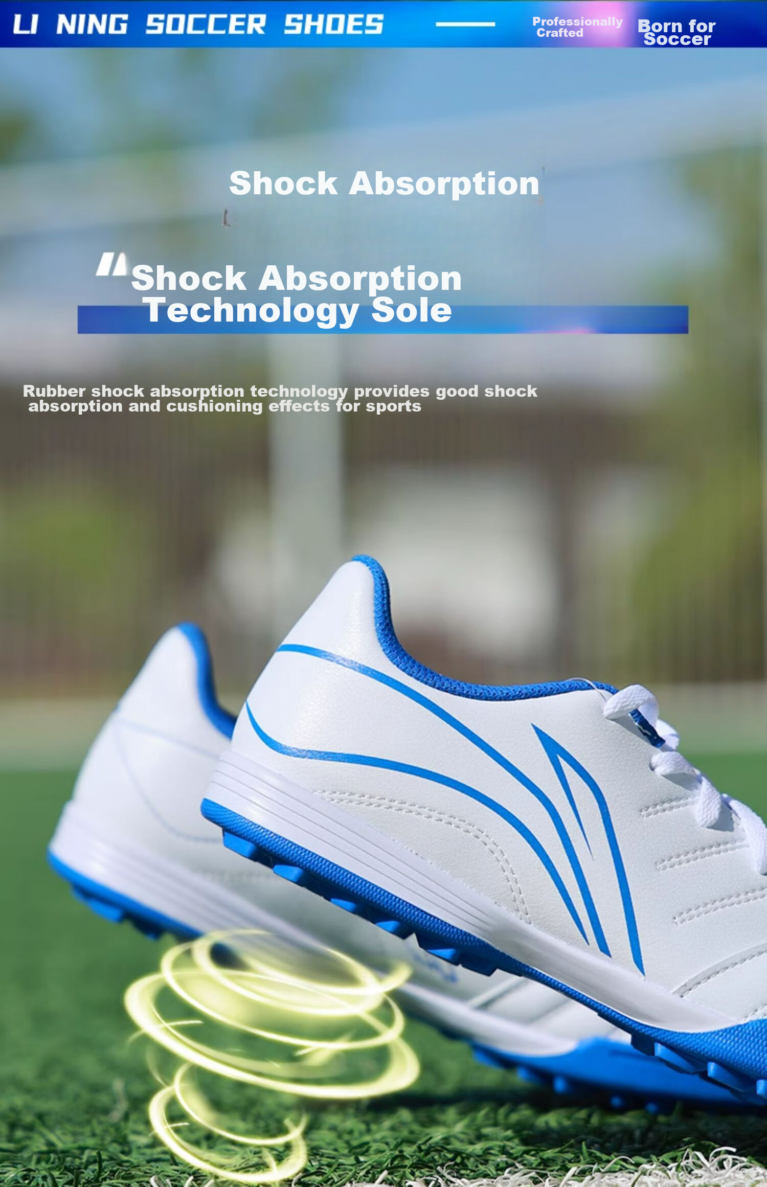 Li-Ning Soccer Shoes for Adults, Men And Women, TF Turf Cleats, Youth And Children's Professional Competition Training Summer Shoes, Non-Slip Cleated Shoes Size 42 11