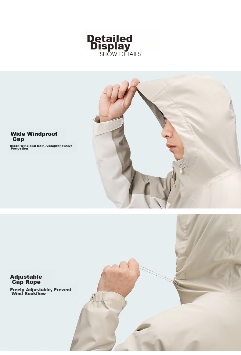 CAMEL Outdoor Mountain-Style Windbreaker Jacket for Men And Women, Single Layer Spring Camping Coat Windproof Clothing TR085 Oatmeal Gray Men XXL 18