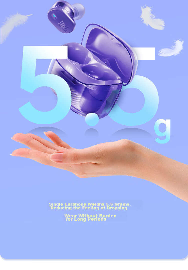 JBL TUNE BUDS2 New Wireless Bluetooth Earphones, Liulidou Second Generation, Ultra-Long Battery Life Noise-Cancelling Headphones, Compatible with Huawei And Apple Phones, Transparent Black 16