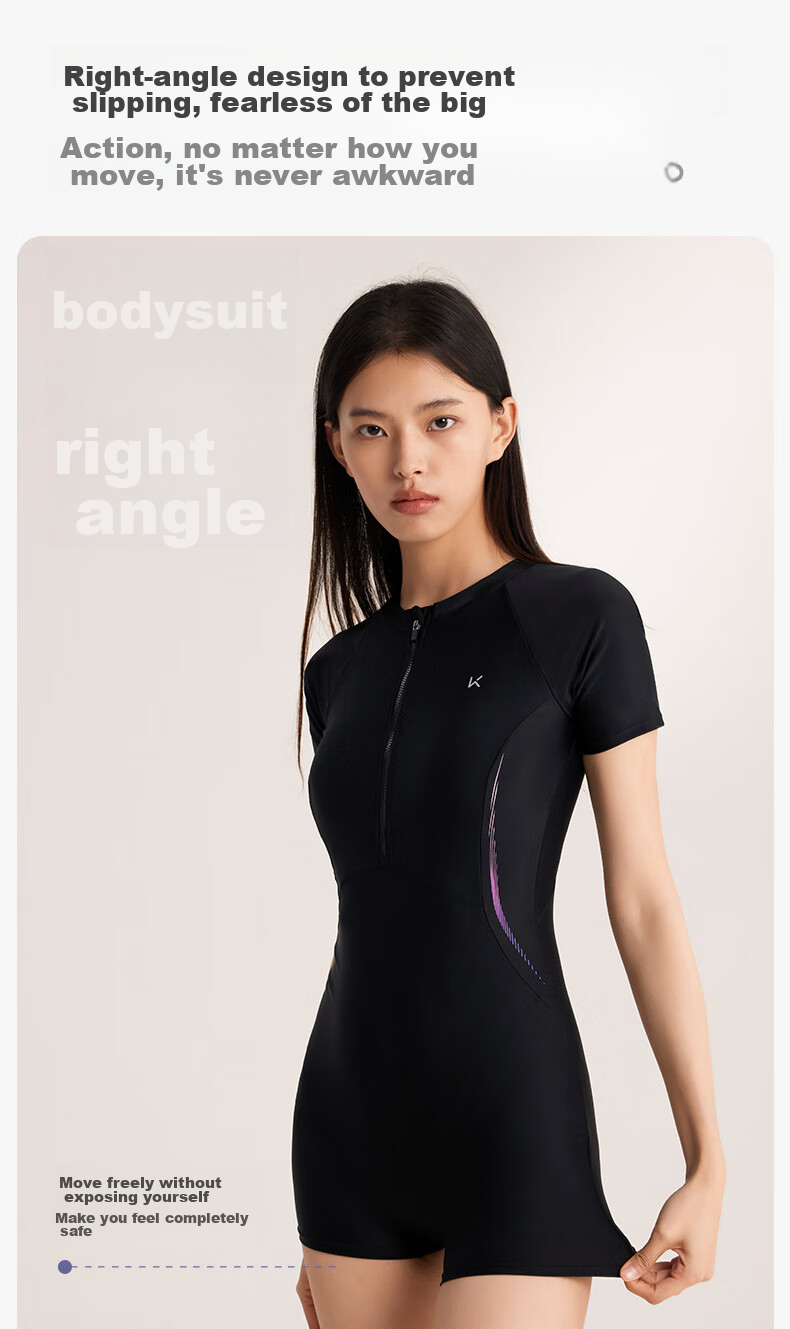 Keep Women's Professional One-Piece Swimsuit, Training Conservative Plus Size Hot Spring Swimwear, 600 Black M 11