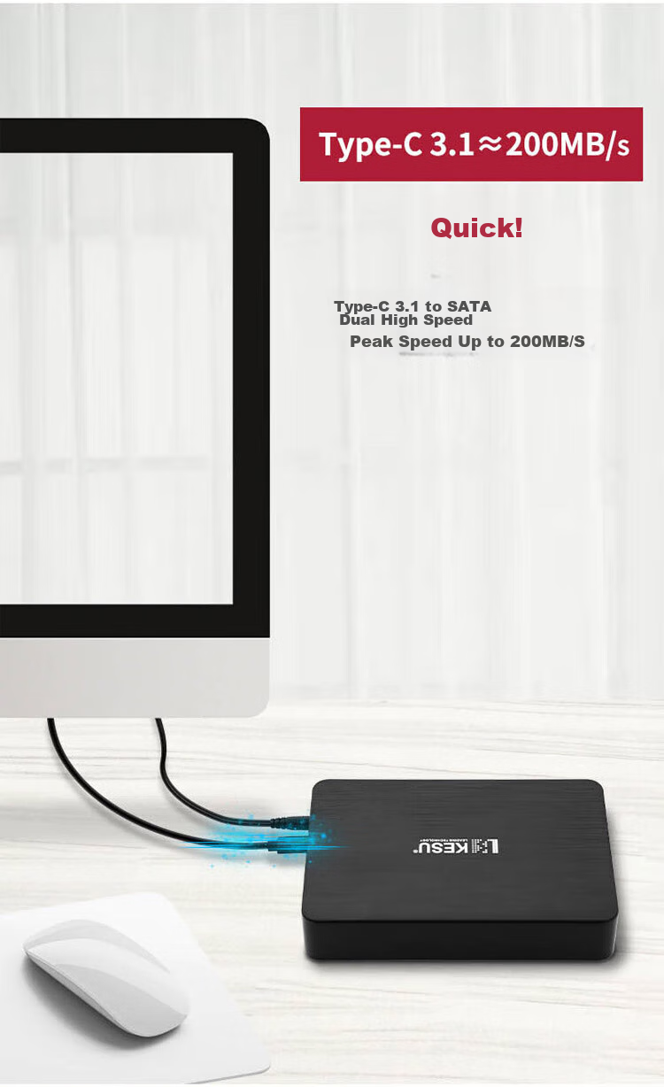 KESU 3TB 3.5-inch Desktop External Hard Drive High-Speed Type-C 3.1 Large Capacity Mechanical Hard Drive for Office and Home Storage 5