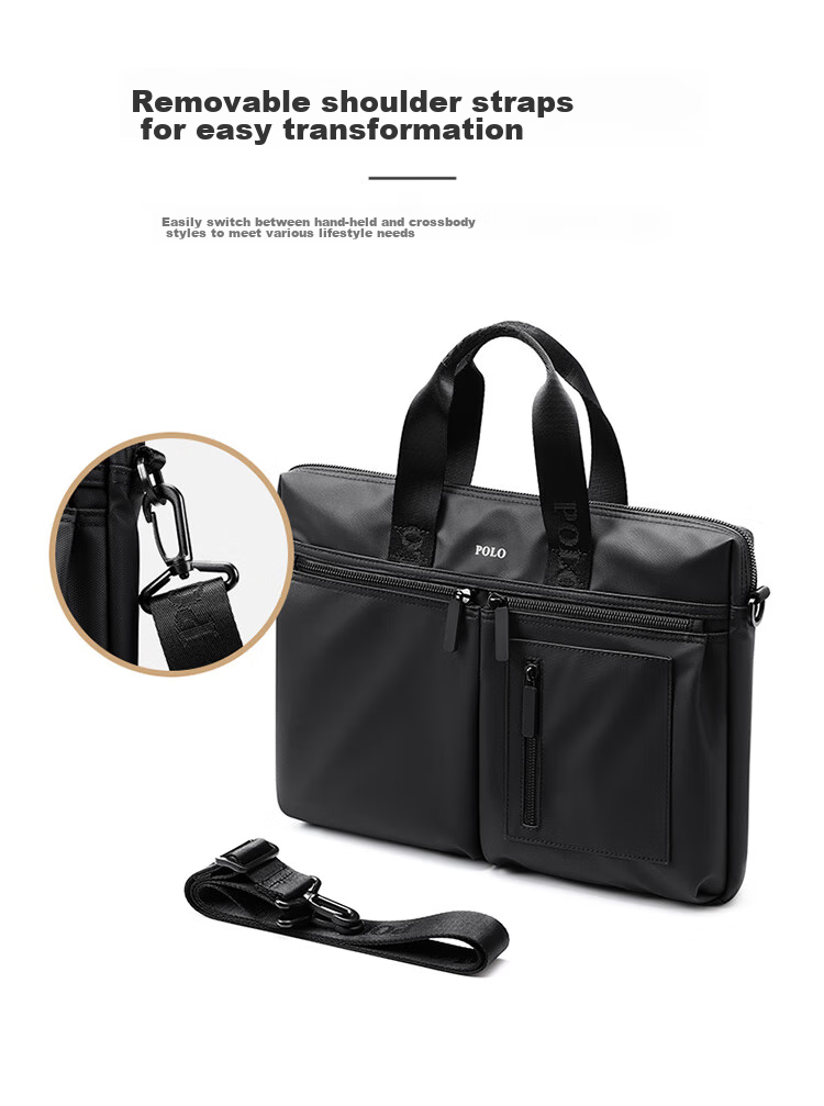 POLO Briefcase, Men's Casual Business Bag, 15-Inch Laptop Bag, Office Handbag for Men, Shoulder Crossbody Bag 10