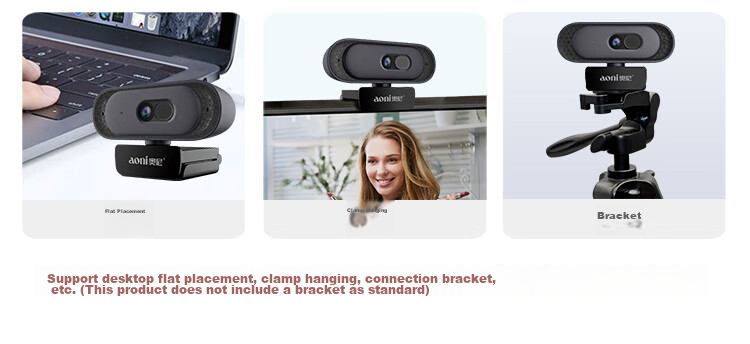 Aoni Computer Webcam, 2K Ultra HD, Auto Focus, with Microphone, for Desktop And Laptop External Use, Home Online Classes, Video Conferences, Live Streaming, Product Promotion, Plug-And A50 10