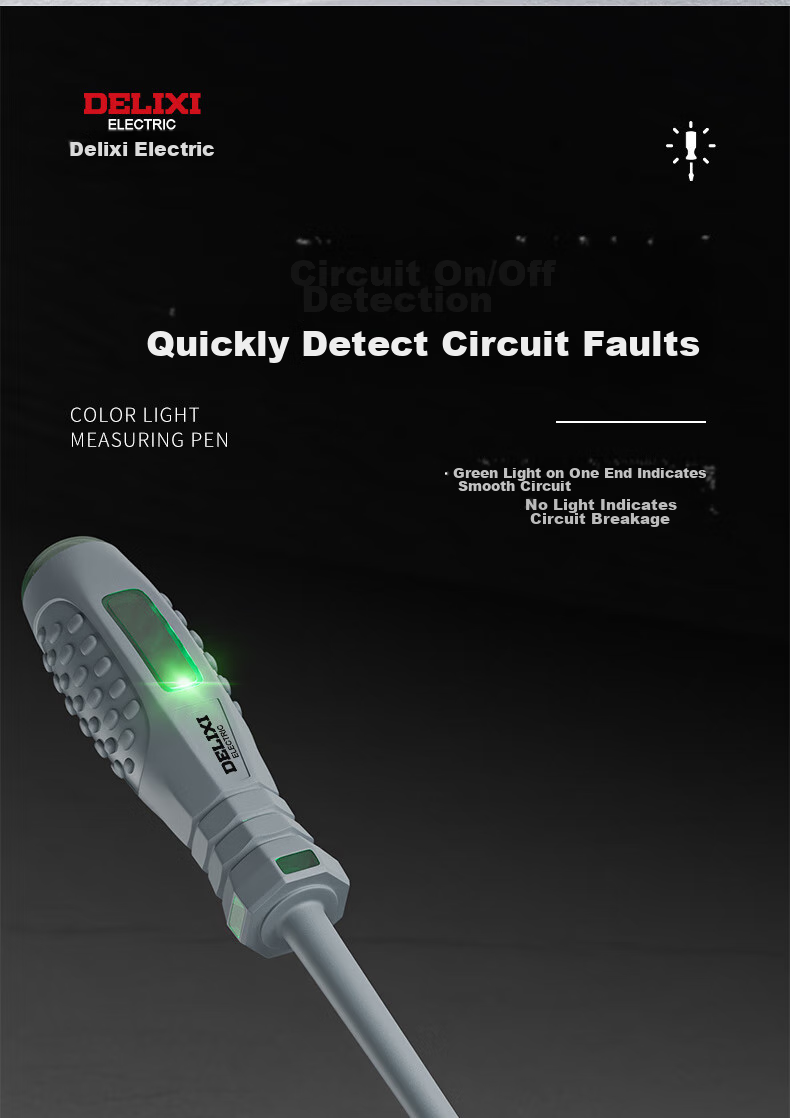DELIXI Electric Pen for Electricians, Smart Wire Tester with Leakage Detection, High-Strength Screwdriver Voltage Detector Pe 14
