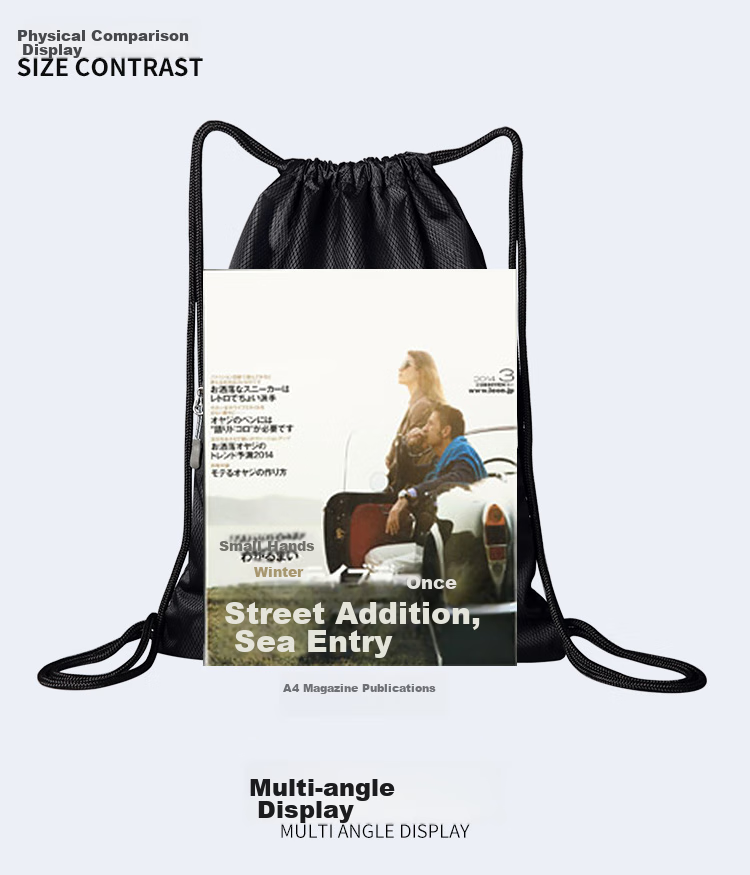GOLF Water-Resistant Drawstring Backpack, Casual Sports Bag, Fashionable Multifunctional Lightweight Drawstring Bag with Drawstring Pocket, Black 15