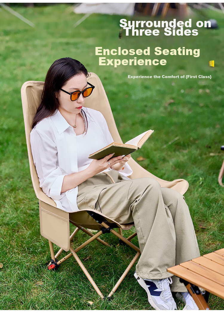 WhitePeak Moon Chair, Outdoor Folding Chair, Camping Chair, Portable Stool, High Back Fishing Stool, Fishing Chair, Camping And Beach Chair 1