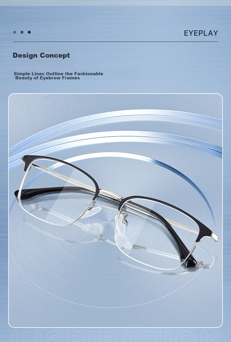 EYEPLAY Anti-Blue Light Radiation Myopia Eyebrow Frame Glasses, Lightweight Comfortable Computer Protective Eyewear, Prescription Available, Professional Glasses Fitting for Back to School 4