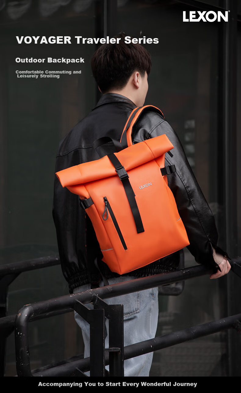 LEXON Men's Backpack, Fashionable Expandable 14-15 Inch Laptop Bag, Casual Water-Resistant Travel Backpack 1