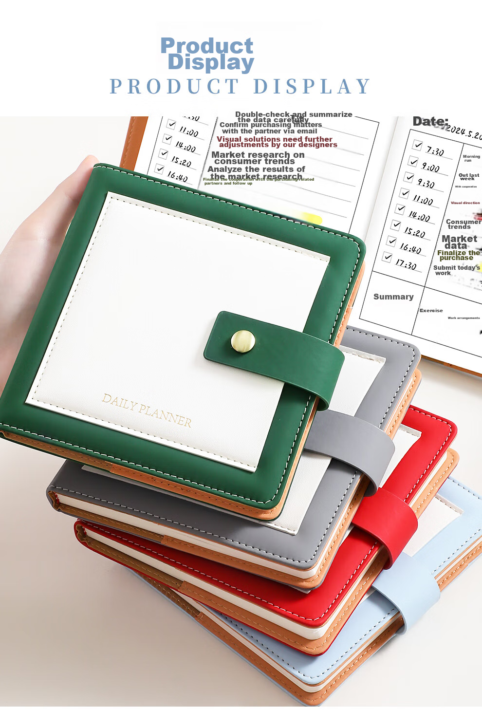 Jiaranheng Daily Planner, Square Notebook, Portable Stationery, Mini Pocket Notebook, Schedule Book, High-Quality Time Management, Self-Discipline Check-In Work And Study Notebook, Gray 14