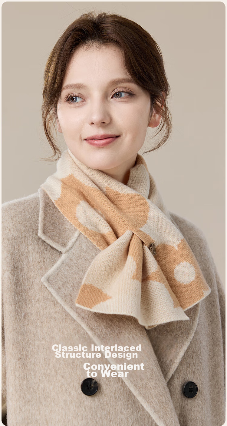 JIUMU Pure Wool Scarf for Women, Autumn And Winter Ladies' Warm Neck Warmer, Lightweight Winter Neck Protection Short Scarf for Wome 9