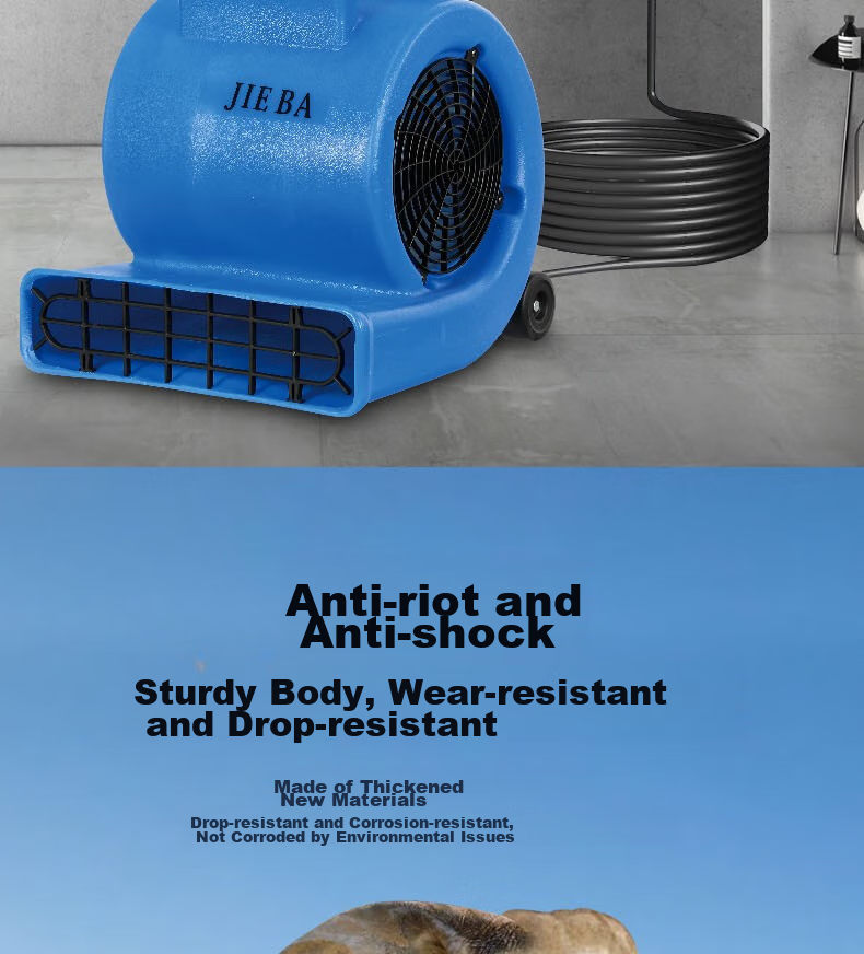 JIEBA BF535, Power 1000W, Wind Speed 25m/s, Floor Blower, Toilet Floor Dryer, Carpet Dryer, Blower (With Wheels + Handle) 10