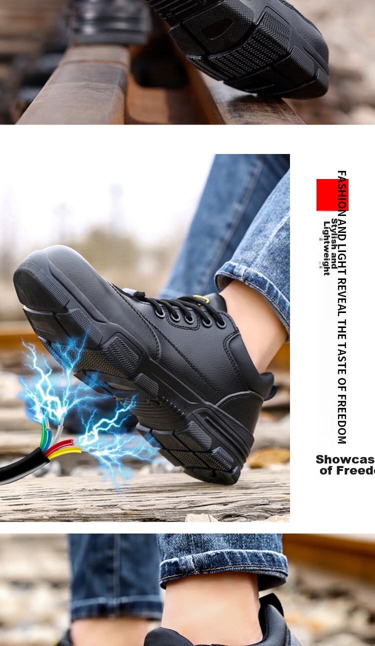 JUNBU Safety Shoes for Men, Summer Breathable Steel Toe Cap, Anti-Smashing And Puncture-Resistant, Lightweight Construction Site Work Boots 1020D Size 43 16