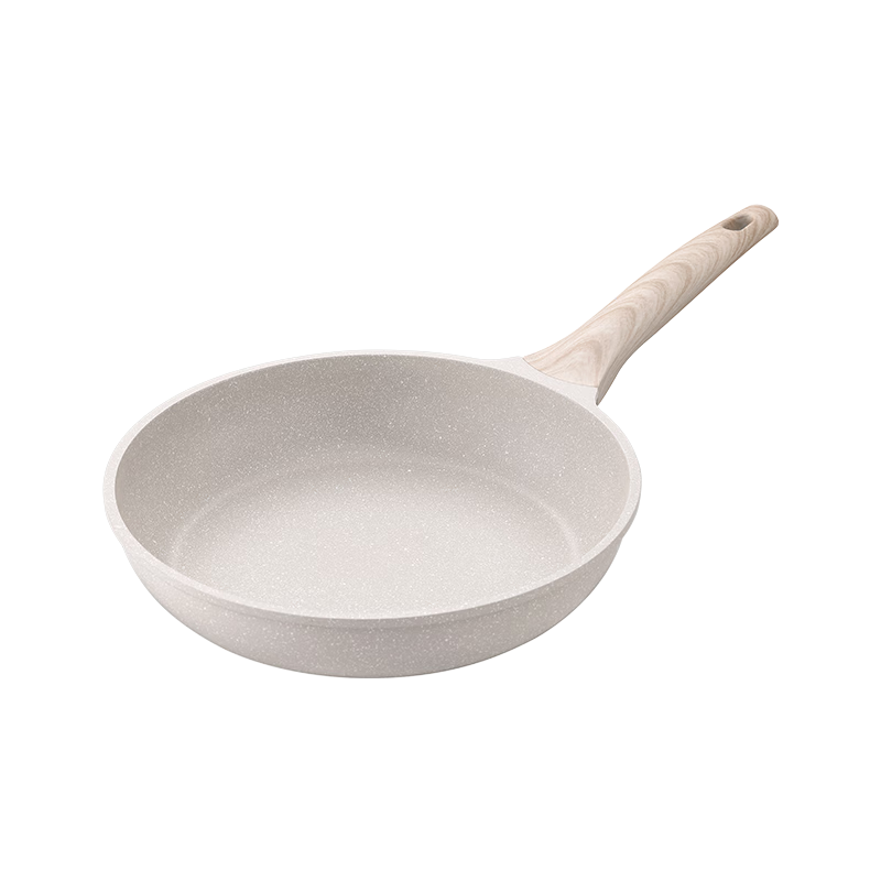 JD Original Flat-Bottom Pan, Egg And Burger Pan, White Wheat Stone Color Non-Stick Frying Pan for Stir-Fry And Steak, Low Smoke, Compatible with Induction Cooker, 26cm