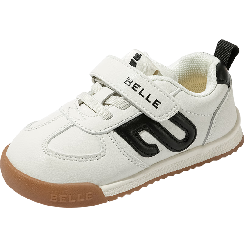 Belle Children's Shoes, Soft-Soled Sneakers, Spring And Autumn White Shoes, Kids' Sports Shoes, Baby Fashion Casual Shoes, Beige/black, Size 25