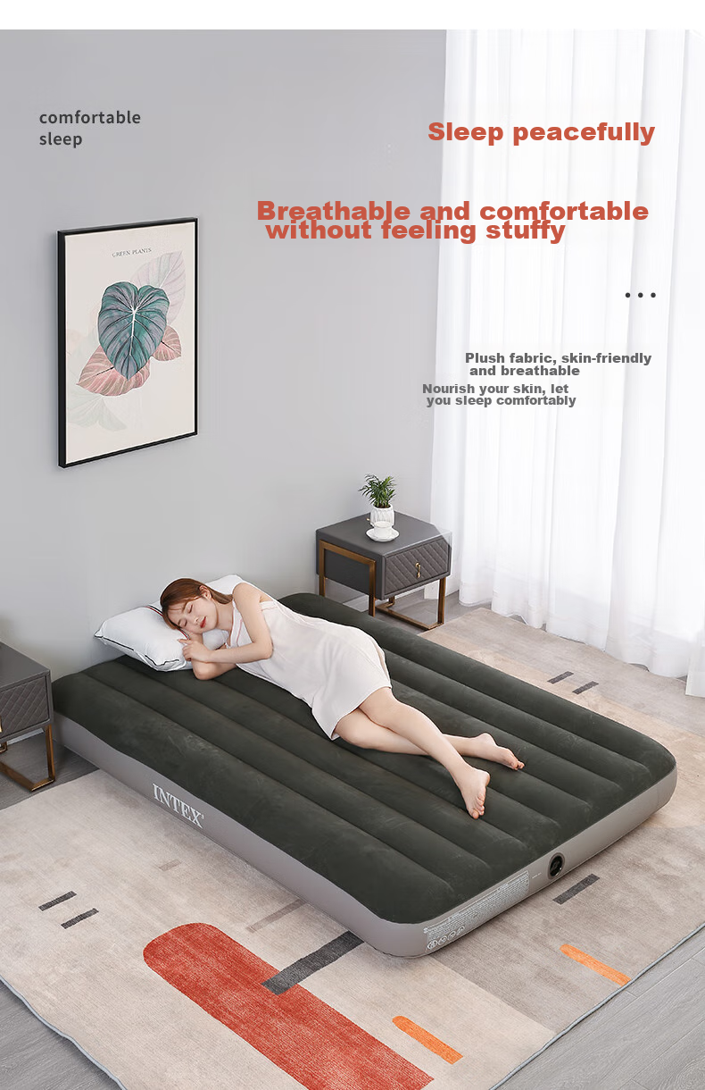 INTEX Inflatable Toy Mattress, Camping Outdoor Moisture-Proof Mat, Home Use, Companion Nap Lounger, Single Bed Mattress, 64106 4