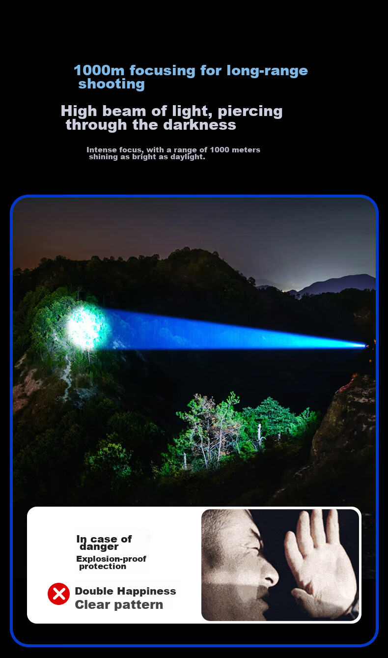 PHILIPS Flashlight, High Brightness, Long-Range, Long Battery Life, Camping Light, Ultra-Bright, Zoomable, Laser, Rechargeable, Portable, Emergency, SFL8168 6
