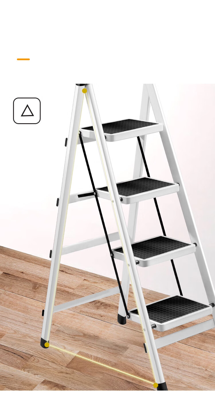 XINGKAI Ladder, Household A-Frame Ladder, Folding Ladder, Thickened Safe Multi-Functional Climbing Ladder, TZ10 White Five-Step Ladder 8