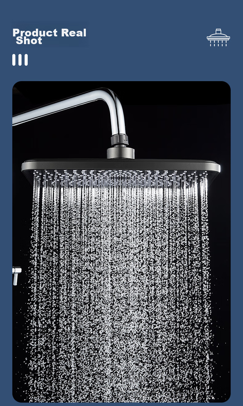 KEGOO Square Top Spray Shower Head Single Air Pressure Booster, Bathing Shower Large Spray Head Universal Gun Gray K4038 10