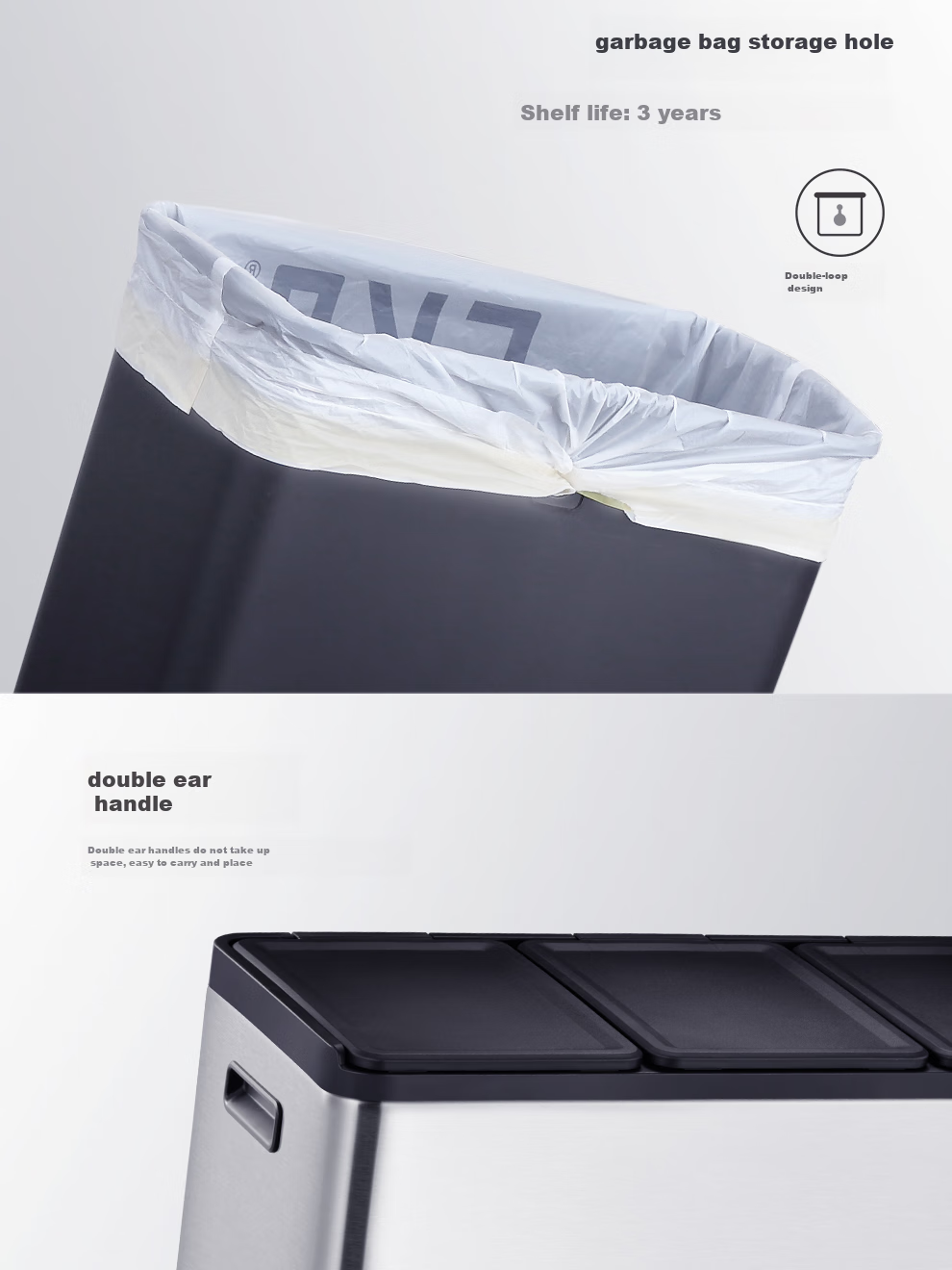 EKO Classified Trash Can 12L+12L Sand Steel Household Pedal Dual Bin Stainless Steel Large Size Zhang Ruoyun Recommended 9129 11