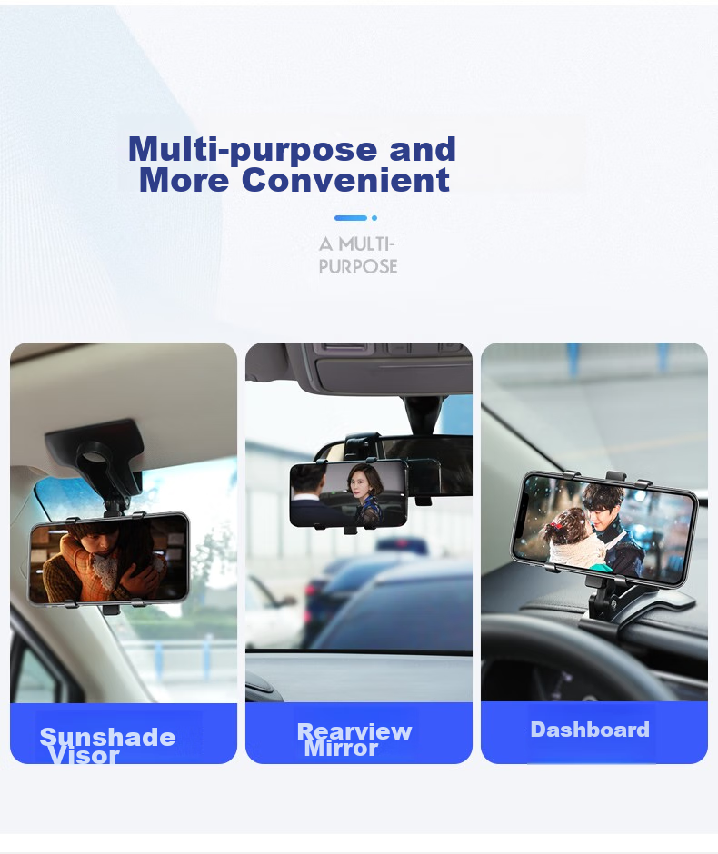 Kylie Car Phone Holder Rearview Mirror Phone Mount High-Deer Navigation Bracket Multifunctional Car Phone Holder Car Accessory + 3-in-1 Data Cable + Car Charger 5