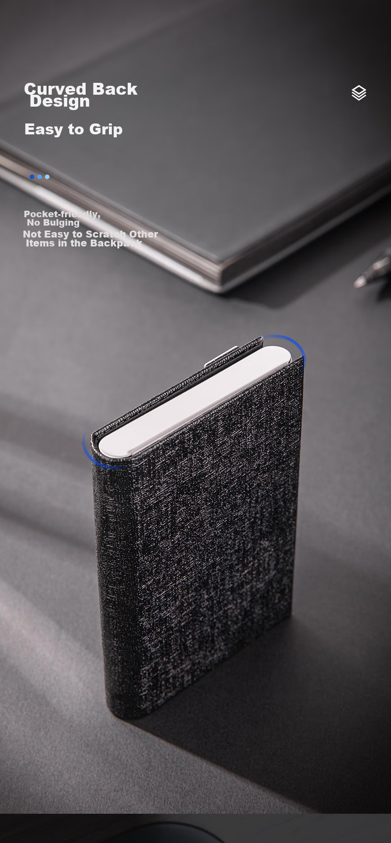Deli Portable Business Card Holder, Leather Card Case for Men And Women, Office Supplies, Black 7628 8