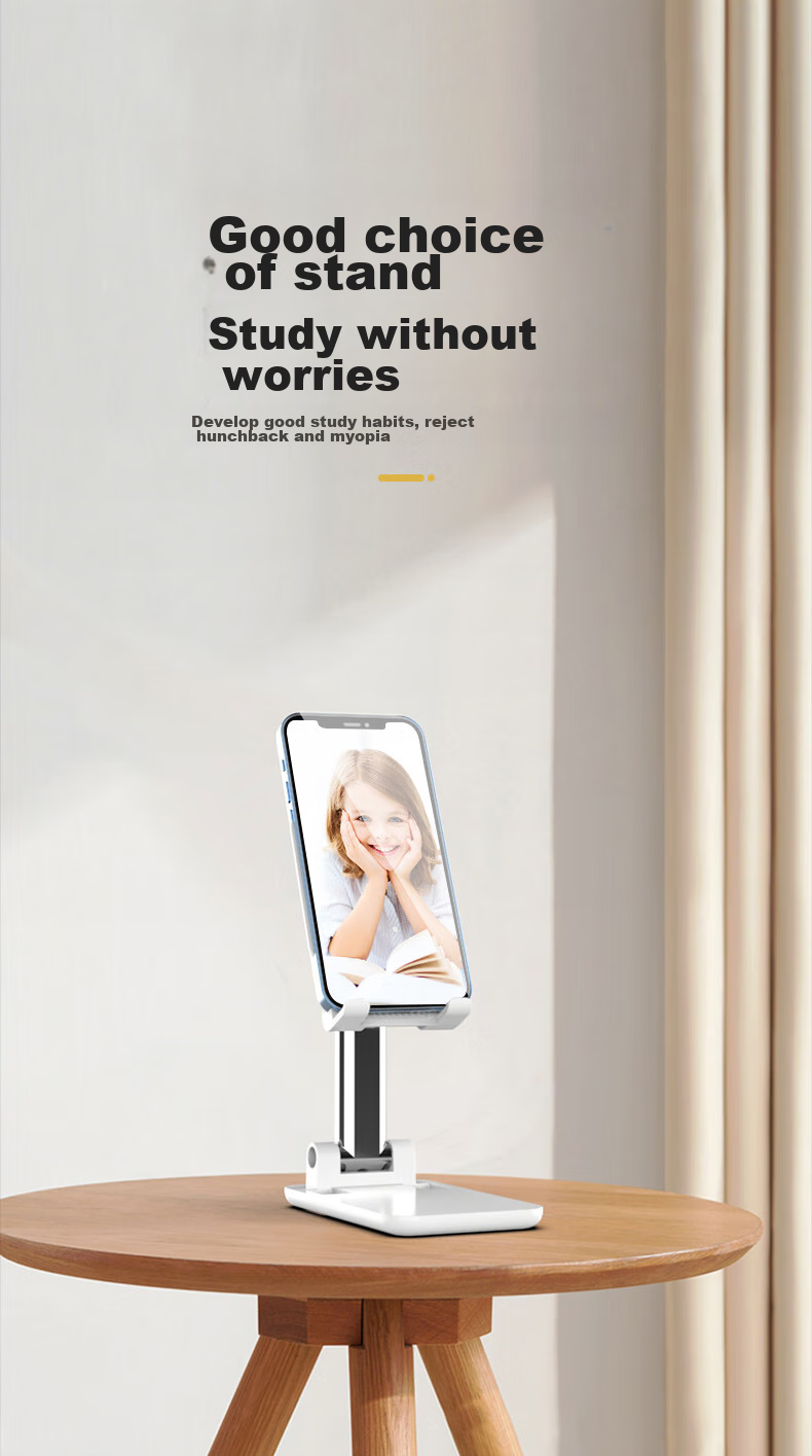 JPLAYER Phone Stand, Desktop Live Streaming, Portable Foldable Adjustable Height, IPad Tablet Lazy Stand, Bedside, Internet Celebrity, TikTok Watching, Binge-Watching Videos, Online Classes, Black 5