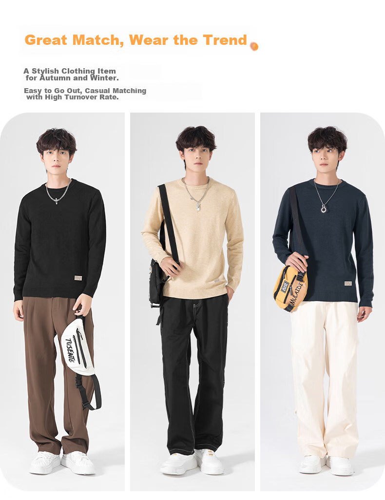 Warrior Sweater for Men, Autumn And Winter Fashion Round Neck Knit Sweater, Warm Men's Clothing Top Undershirt 6