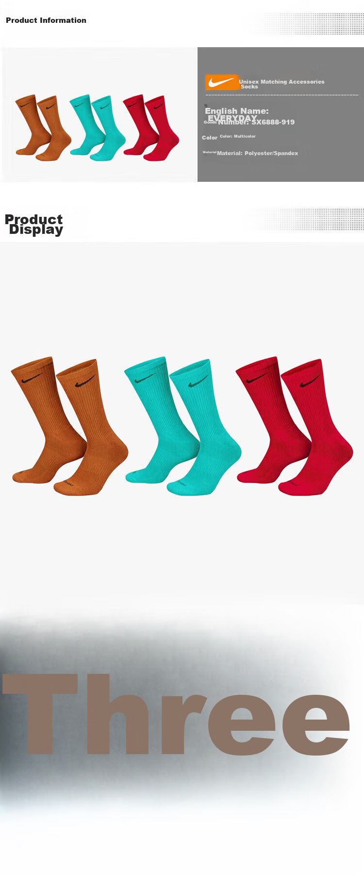 Jordan Men's And Women's Sports Socks, Embroidered Logo, Three-Pair Pack, Quick-Dry Mid-Calf Socks DX9632-100 White M 4