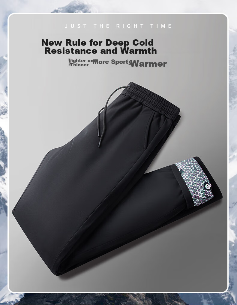 Yalu Men's Thickened Goose Down Straight Leg Pants Warm Loose Fit Fleece-Lined Winter 2025 Cold-Resistant Outdoor Trousers 1