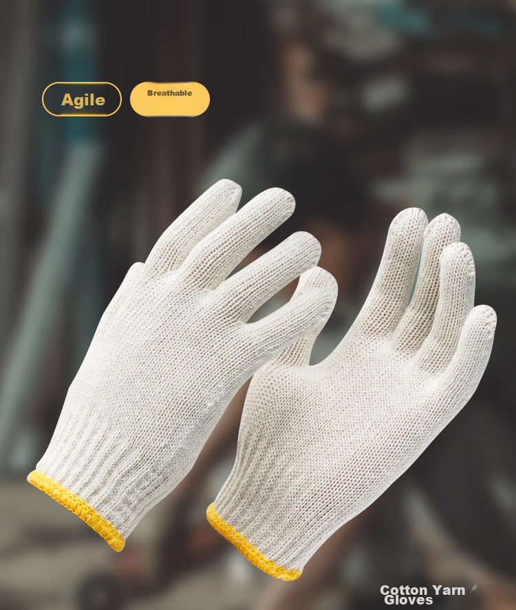 Shunxuan Safety Gloves, Non-Slip Wear-Resistant Polyester Thread Gloves, Loading And Packing Protective Polyester White Gloves SG600-D10, 12 Pairs/pack 1