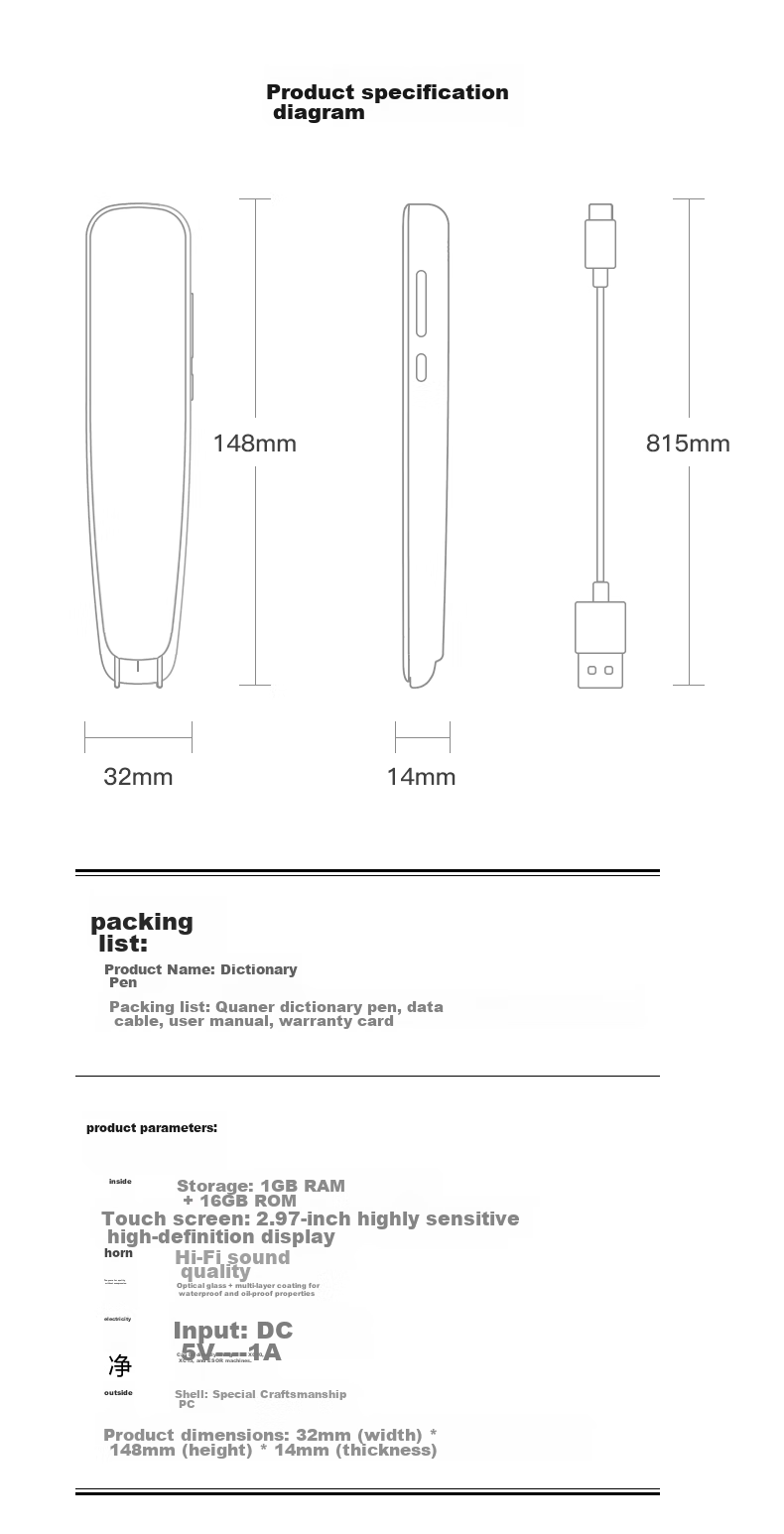 JoneR Vocabulary Pen, Scanning Learning Translation Pen, Electronic Dictionary Learning Machine, Voice Translation Machine for Middle And Elementary School Students, Word Reading Pen, English-Chinese Dictionary Scanning Pen, Smart Recording Pe 13
